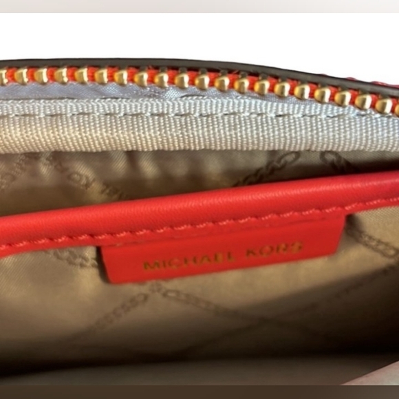 NWT Michael Kors Crossbody Bag -  Pink and Tan Raffia - Picture 7 of 8